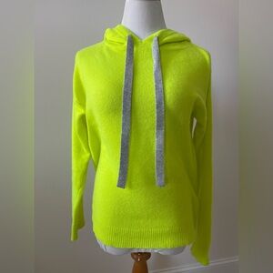 Brodie Cashmere Neon Yellow Hoodie with Gray Drawstrings